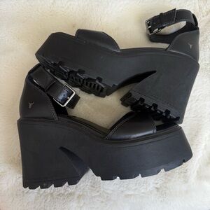 Size 8 Black Chunky Windsor Smith Platform Heels Faux Goth Punk sandals
